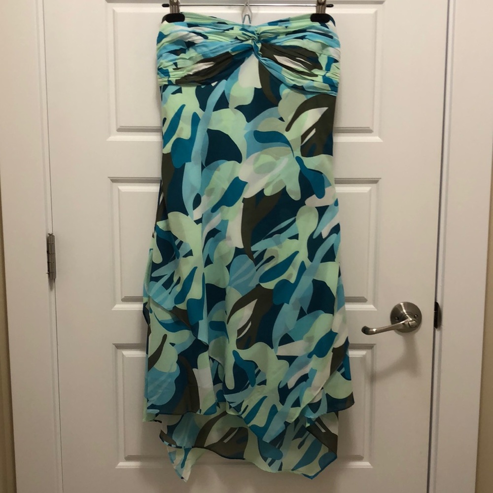 KENNETH COLE strapless dress asymmetrical hem with built in bra